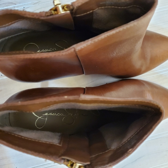 Women's Jessica Simpson Carolie Ankle Boots Booties Sz 8 Zip Carmel Brown - Picture 7 of 10